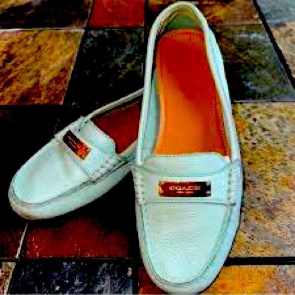 Coach Felisha Nubuck Chalk Flat Loafer Mint 10 - Picture 2 of 8